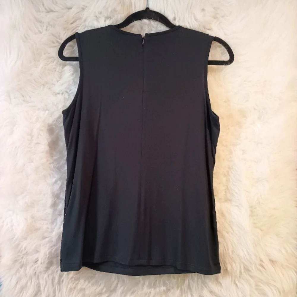 Talbots Petites Black Sleeveless Crochet Front Circle Design Tank Top Size SP - Picture 9 of 11